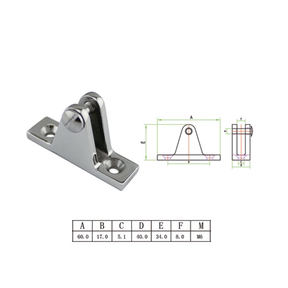 4PCS 316 Stainless Steel Deck Bimini Side Mount Hinge 60mm Mirror Polish Marine Boat Sailing Hardware Deck Hinge