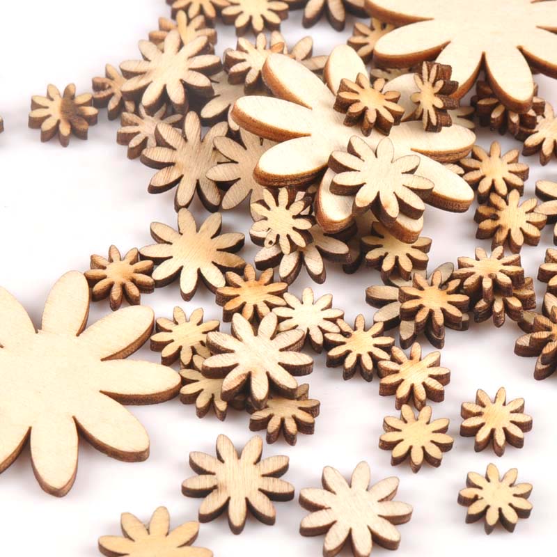 Álbum de manualidades para decoración del hogar, 50 Uds., adornos de madera hechos a mano, 10/15/25/35mm, M0668x