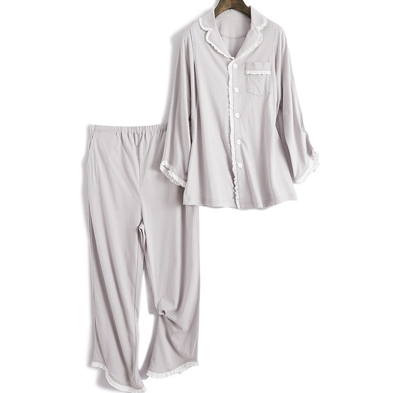 2 stk sæt gravid amme pyjamas sæt graviditet nattøj lounge kvinder barselstøj amme pyjamas sæt langærmet