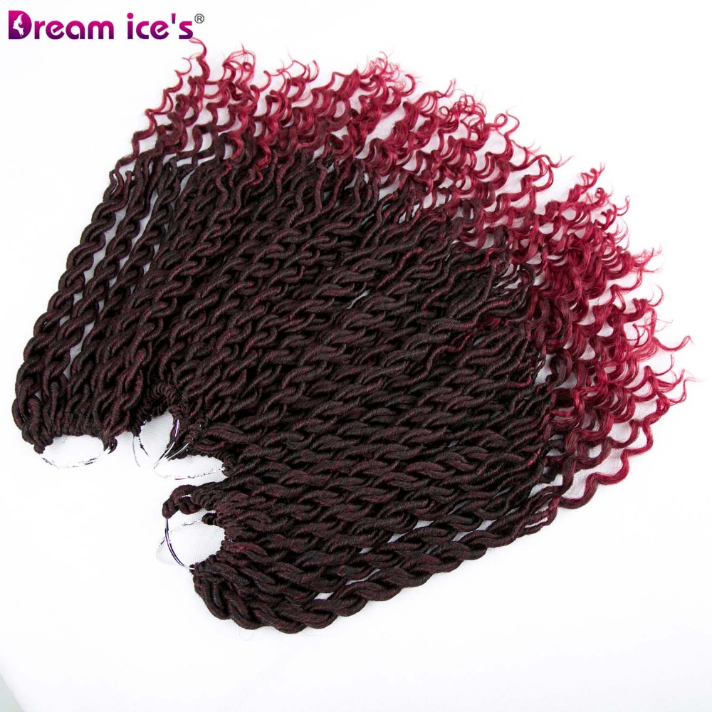 Burgundy Faux Locs Curly Crochet Braids Braiding Hair Bulk Crochet Hair Extensions Synthetic Hair Ombre Braids 70g 3pcs/lot