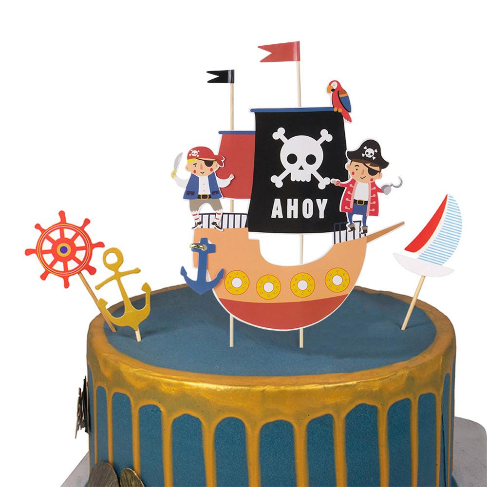 Cupcake toppers met thema, taart, dessert, tandenstokerinzetstuk voor kinderfeestjes, piratenthema, babyshowerdecoratie