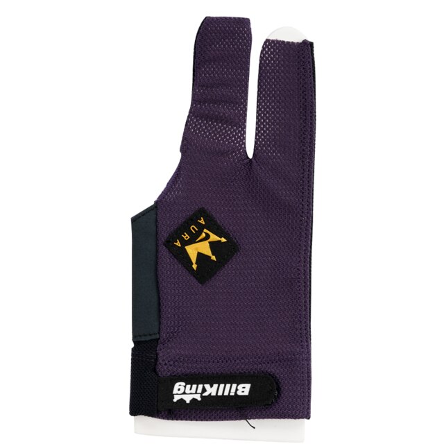 Billking – gant de billard coréen, 3 doigts, main gauche, pour la piscine, pour le Snooker, en maille, pour queue de poisson, accessoire: Purple