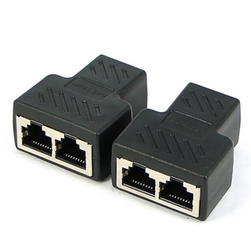 1 To 2 Ways LAN Ethernet Network Cable RJ45 Female Splitter Connector Adapter For Laptop Docking Stations