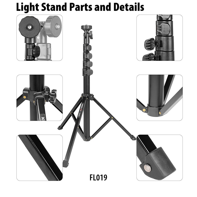 KINGJOY – trépied de support léger de 1.55m, charge maximale de 5KG pour Studio Photo, Fresnel, Station de télévision légère, trépieds de Studio Photo