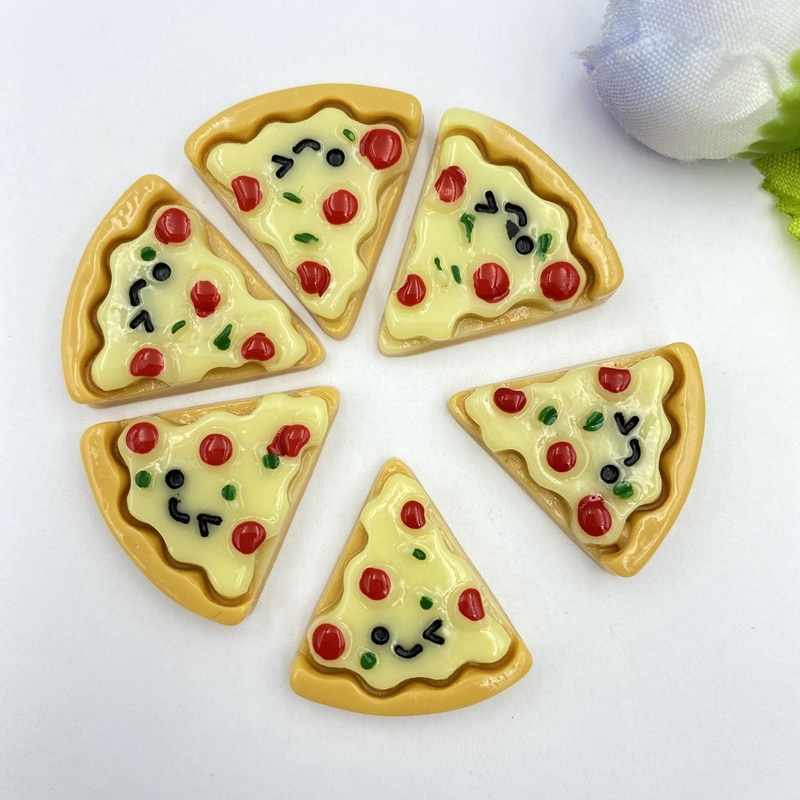 10st Handgeschilderde hars imitatie Mini Pizza Plat Miniatuur patroon applique DIY Bruiloft plakboek ambacht