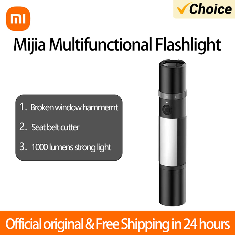 Xiaomi mijia multifunktionel led-lommelygte zoombar ultralys lommelygte rudebryder sikkerhedsseleskærer bilnødlys