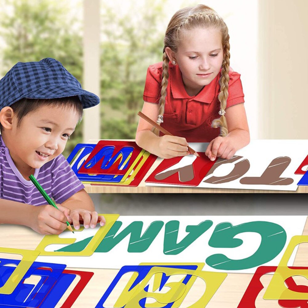 26 Capital Letter Number Scrapbooking Notebook Stencil Child Beginning Student Learning Handwriting Practice Painting Template