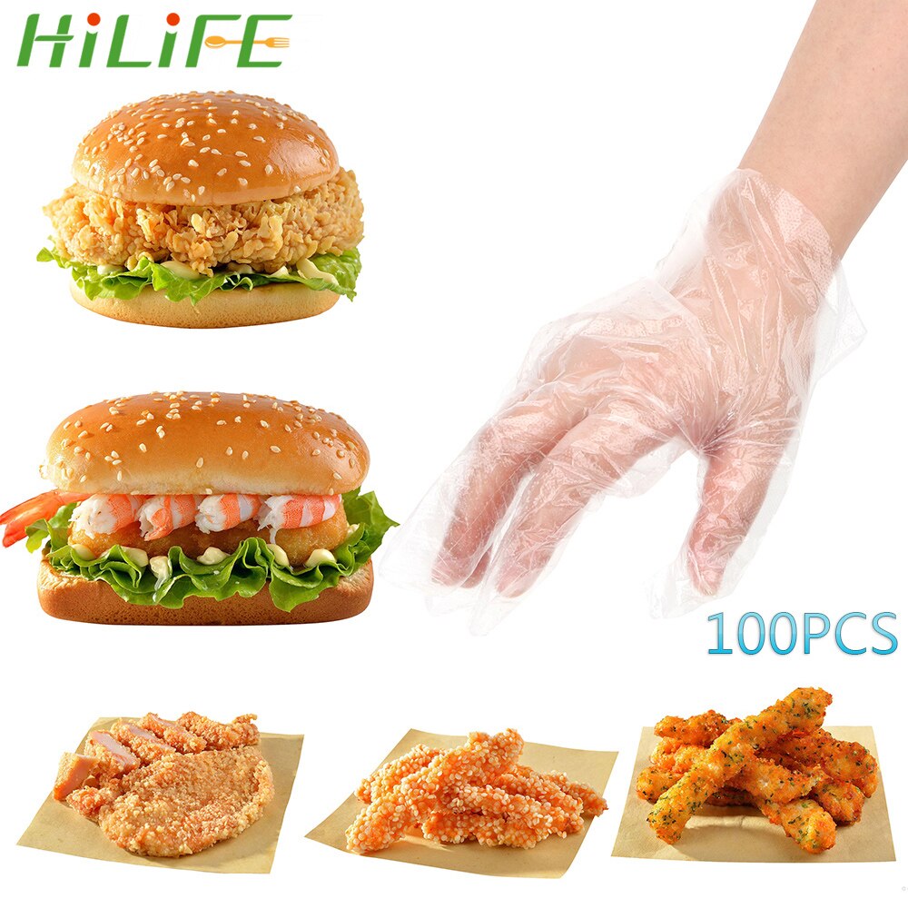 Hilife Voor Restaurant Keuken Bbq Voedsel Handschoenen 100 Stks/set Milieuvriendelijke Eenmalige Plastic Handschoenen Food Grade Plastic Wegwerp