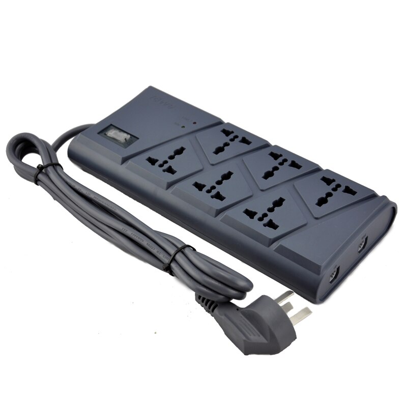 TOWE AP-1026TS surge protection 6 ways GB2099.3 universal 2meters ON/OFF switch surge protector