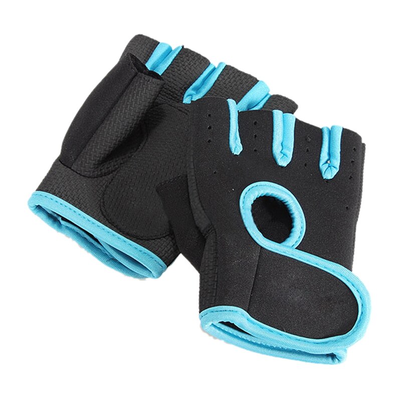 2 pares de nuevos guantes deportivos de medio dedo para hacer ejercicio de levantamiento de pesas m-negro con borde azul y negro con Gr
