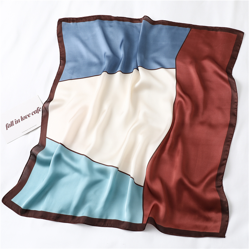 Bufanda de seda Lisa para mujer, banda para el pelo para la oficina, pañuelo para el cuello, corbata cuadrada de 70cm, pañuelos de: FJ201-1