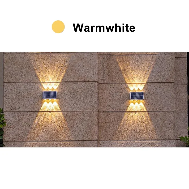 Solcelledrevet led-spotlight udendørs vandtæt øvre nedre belysning veranda lys soldrevet gadelampe til balkon gårdhave: Lysegrøn / Varm hvid