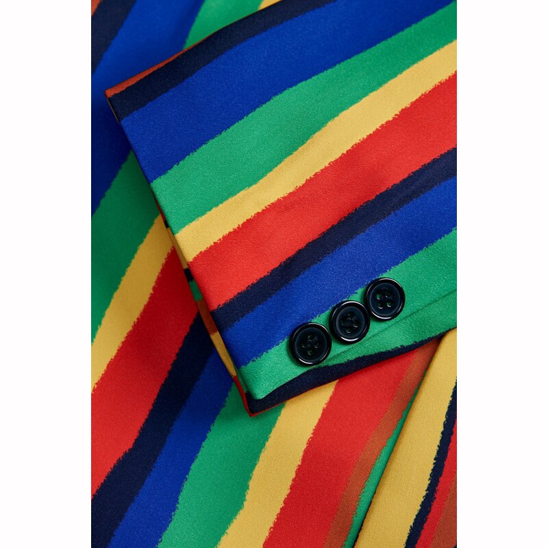Shenrun herr färgglad kavaj med randigt tryck plus storlek snygg casual manlig slim fit kostym jacka sångare balklänning outfit