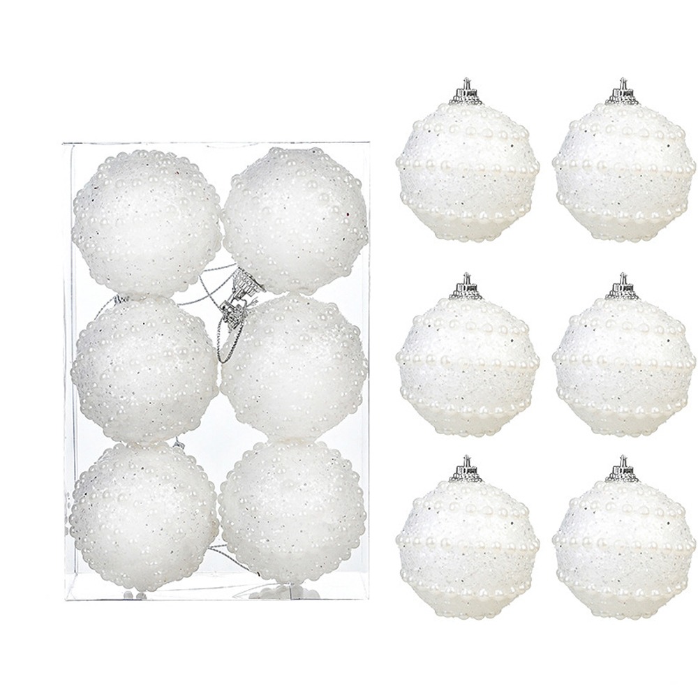 6 stuks witgoud schuim kerstballen hanger onbreekbaar handgemaakte kerst hangende ballen herbruikbaar: Light Grey