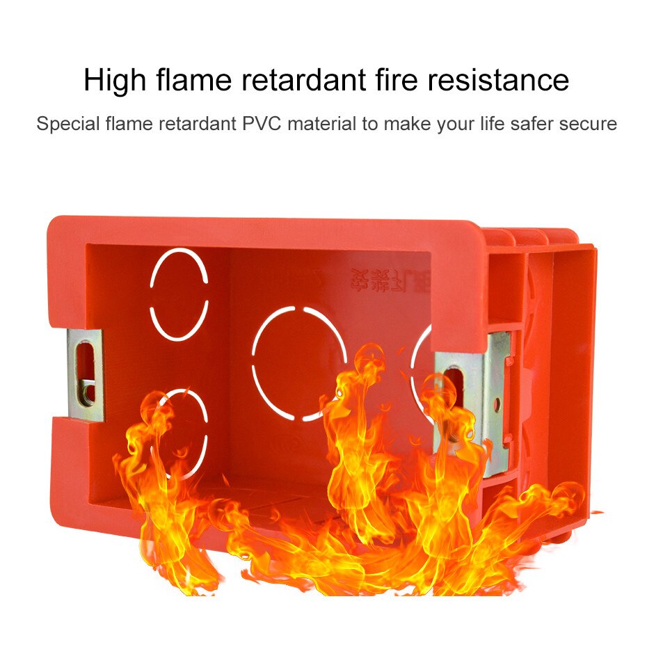US Standard Wall Mounting Box 99mm*64mm Internal Mounting Box Red Cassette for 118mm*72mm Standard Wall Switch Socket