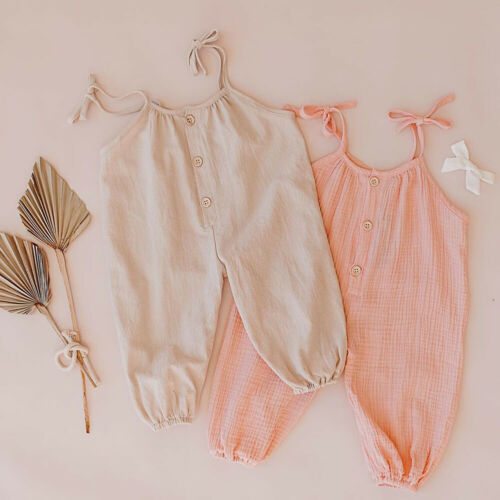 Mono sin mangas con botones y cinturón para bebés y niños ropa de mono de combinación de verano