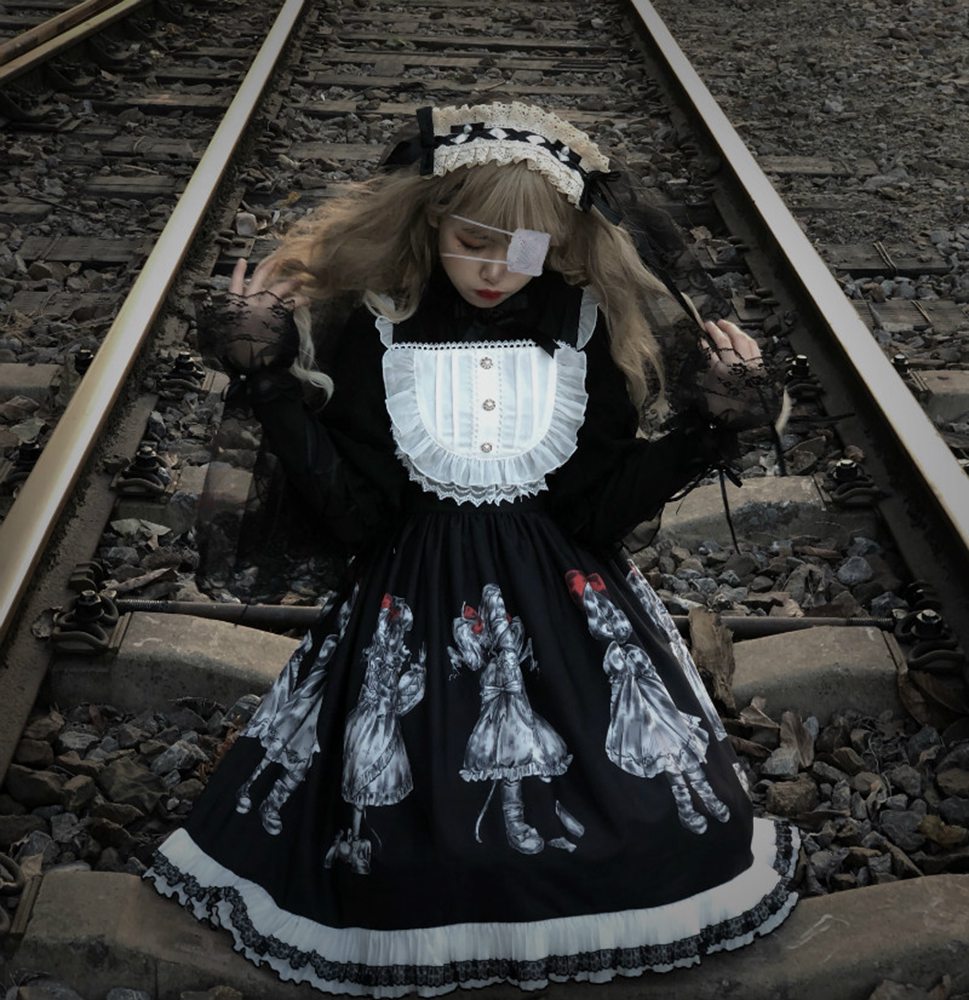 Vestido gótico Lolita para chicas, vestido de Ángel oscuro, serie Lolita, vestido JSK de Soufflesong, vestidos Kawaii AFC533