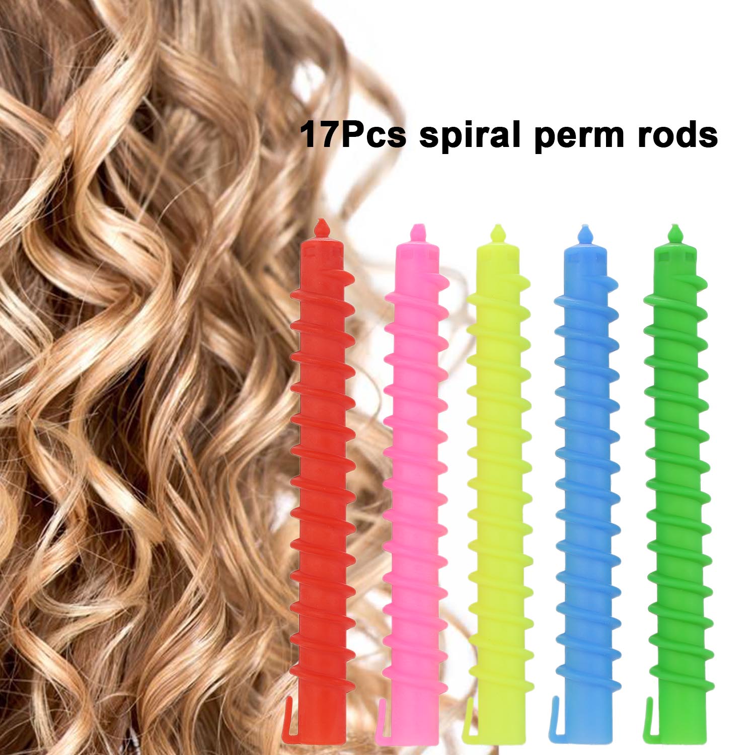 17Pcs Spiral Hair Perm Rod Spiral Rod Barber Hairdressing Hair Roller Curling Curler Hairdressing Maker Styling Tool