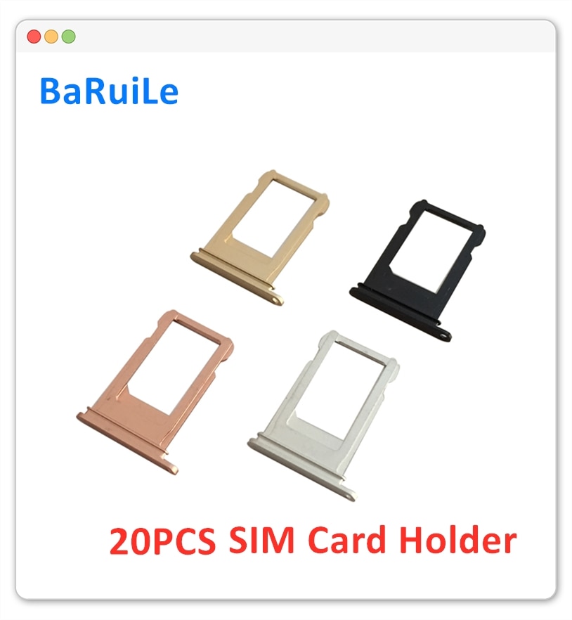 BaRuiLe 20pcs SIM Card Tray voor iphone 6 6S Plus 7G 7P Sim-kaart Houder Slot Adapter Reparatie vervangende Onderdelen voor iphone 7