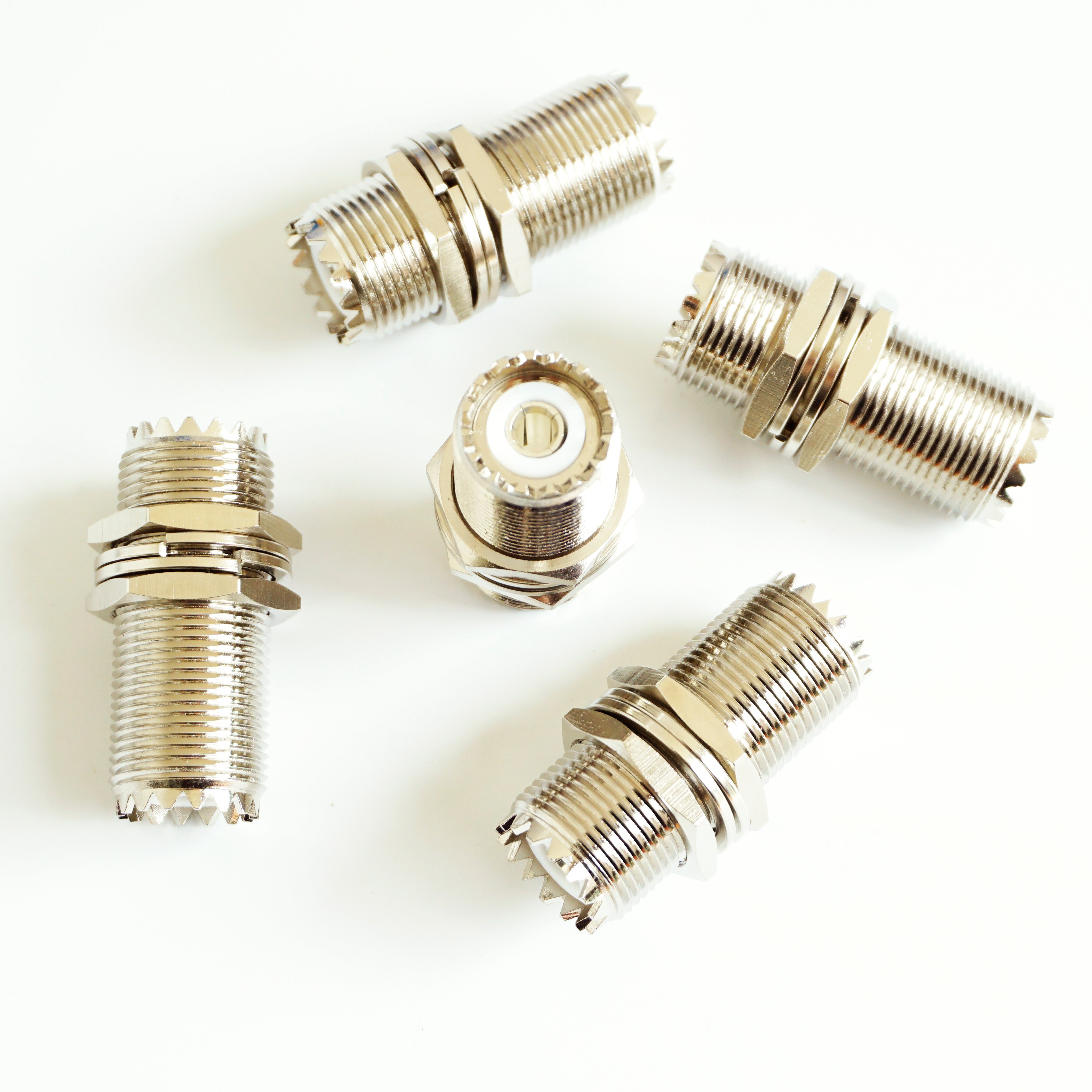 UHF PL259 SO-239 Dual Female Connector UHF Female To UHF Female with O-ring Bulkhead Panel Mount Nut Straight Coax RF Adapters