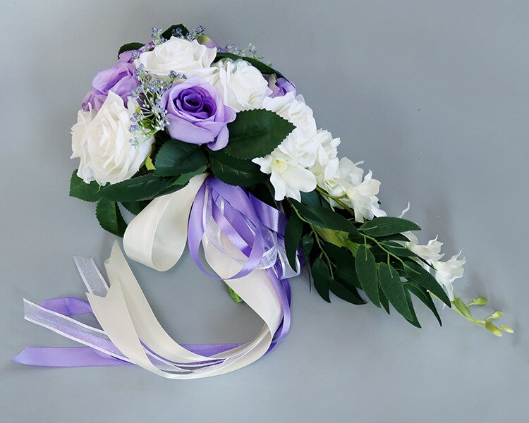 Popodion Hochzeit Strauß Braut Strauß Wasser Tröpfchen Mit Blumen Hochzeit Blumen Braut Blumensträuße war10151: Lila