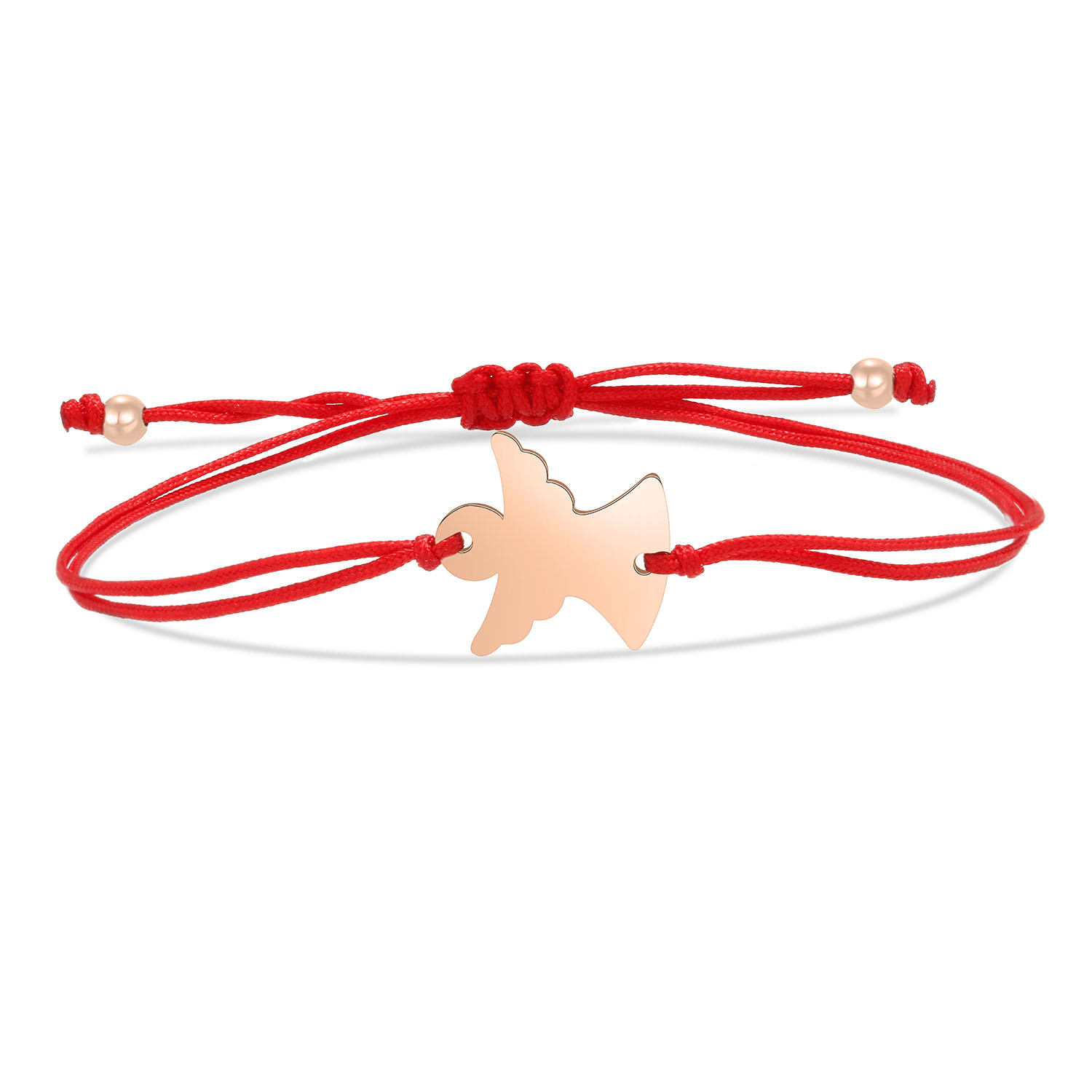 Vergulde Rvs Goede Glad Gepolijst Angel Charm Armband Vrouwen Eenvoudige Rode Draad Handgemaakte Verstelbare Sieraden: RED
