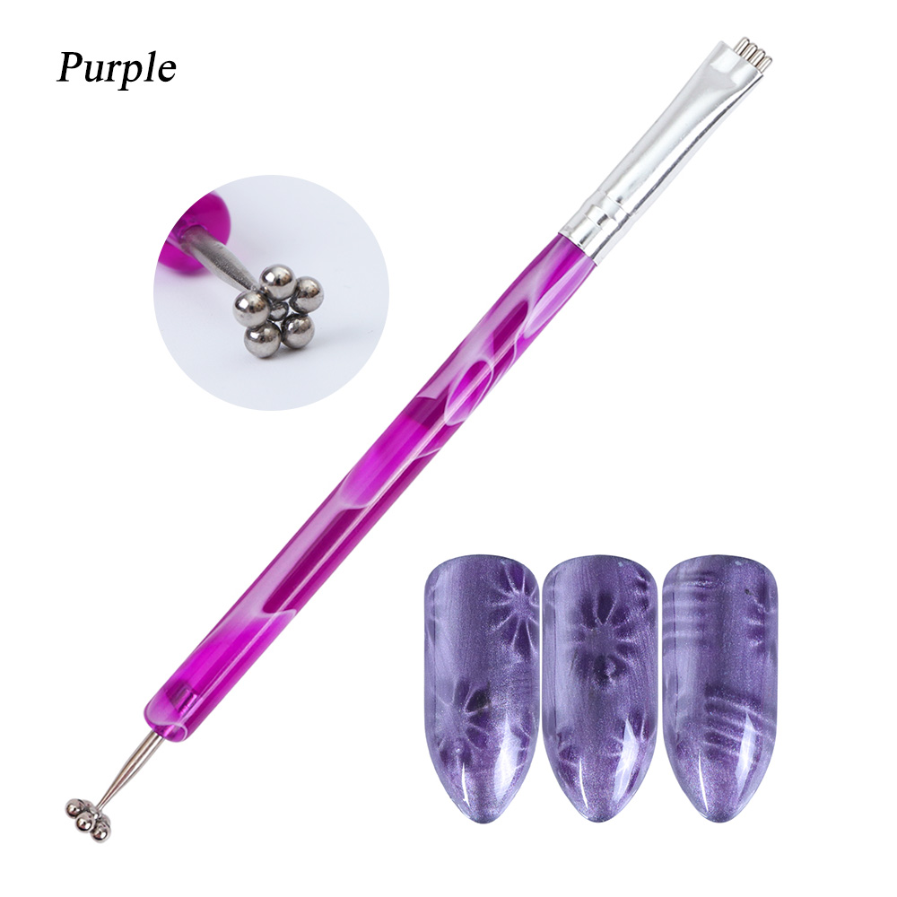 1 stücke Doppel Kopf Katze Auge Gel Magnet Stock Gebogene Linie Streifen 3D Entwürfe Für Polnische Nagel Gel Nagel Kunst Dekor Magnetische Werkzeuge LA035: Violett Magnet Kuli