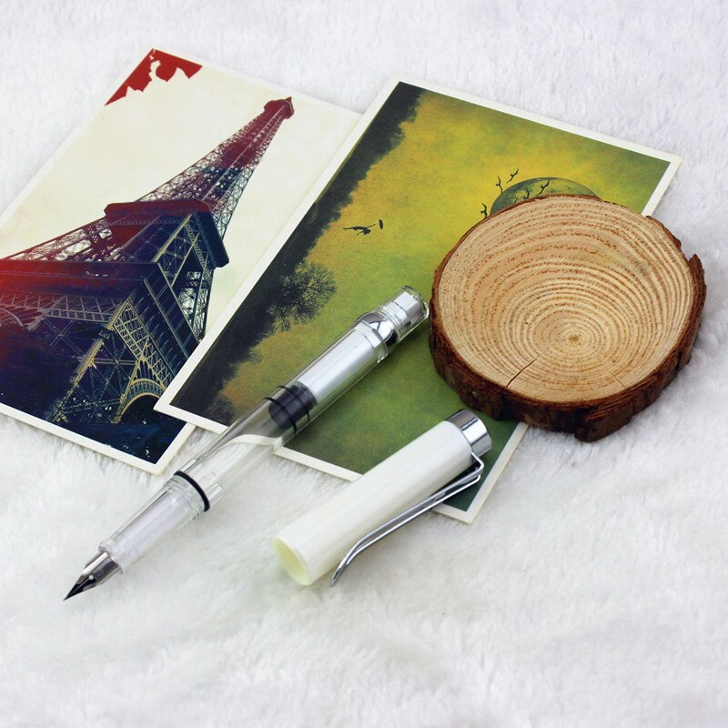 WING SUNG 3008 0.5mm Transparent Fountain Pen 9 Color Pick Fountain Pens Writing Portable Caneta Office School Supplies: C / 0.5mm