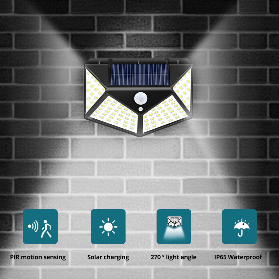 Solcellelampe utendørs hagelys bevegelsessensor solcellelampe vanntett sollysdrevne solcellelamper led-spotlight for hage