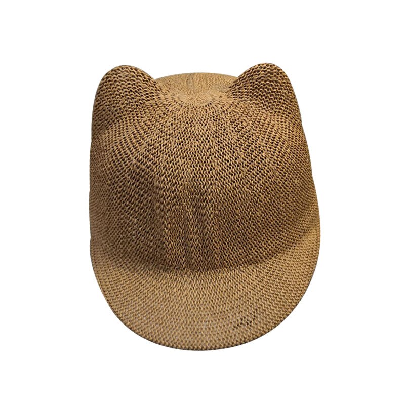 Casquette de paille pour bébé garçon et fille, chapeau de soleil d'été avec oreilles pour la plage, casquette de Baseball pour enfants, 1 pièce: Camel