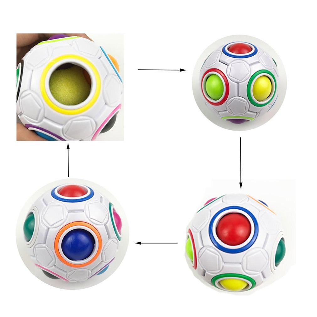 Magic Cube Ball Antistress Rainbow Football Puzzle Kids Toys 12 Holes For Children Stress Reliever Toy