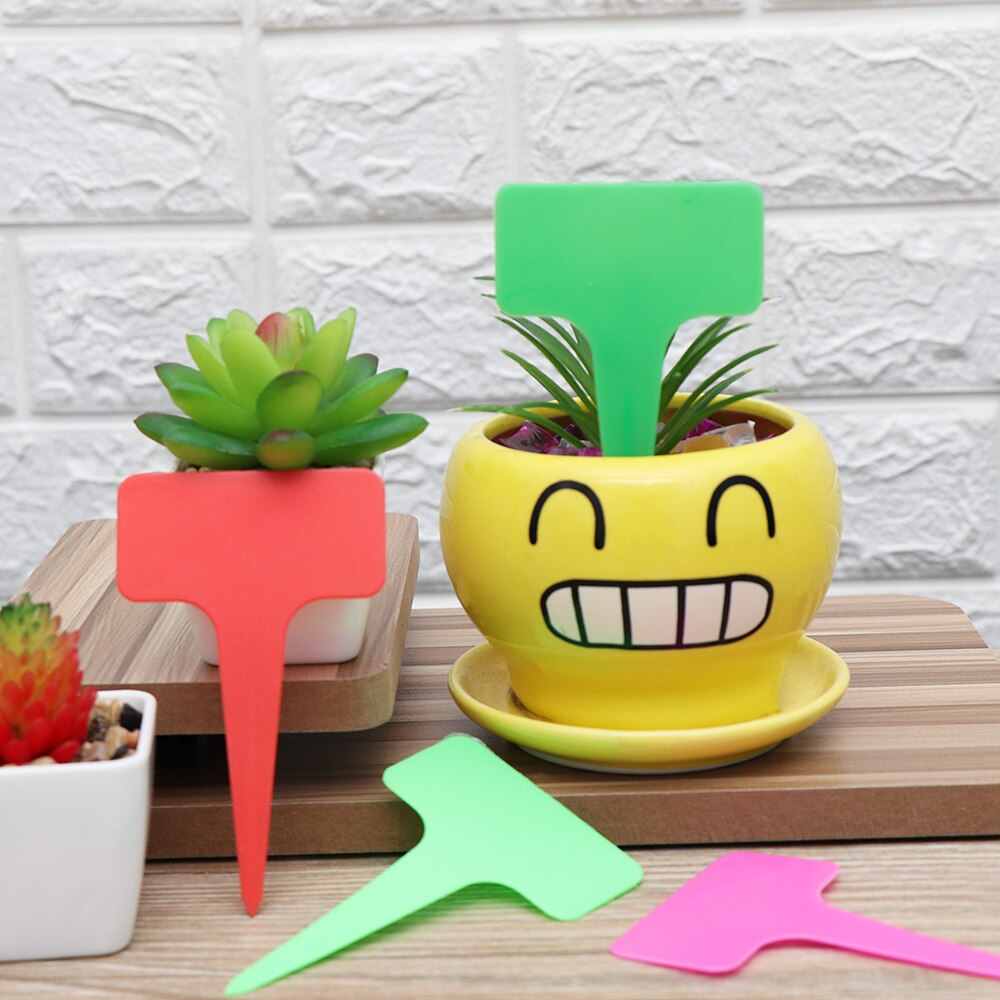 50PCS/Pack Reusable Plastic Garden Tools Farm Seedling Mark Plant Tag T-shape Flower Sign Plate Gardening Labels