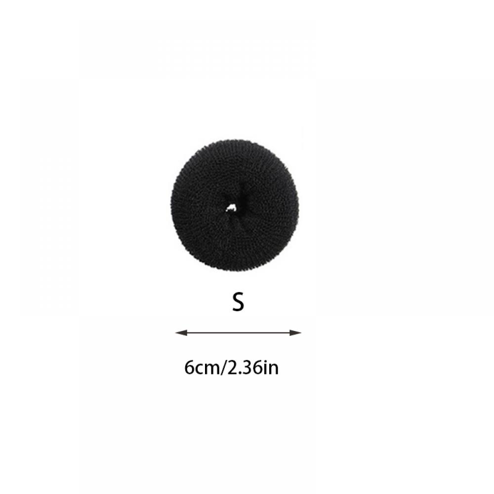 Anillo para el pelo de Donut para mujer, accesorios para el cabello, herramienta de peinado para mujer, accesorios para trenzar el cabello, tamaño completo S/M/L: Black    S
