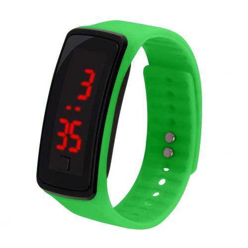 Kids Digital Watch Kids Sport Silicone Adjustable Band LED Screen Electronic Digital Wrist Watch Bracelet Clock montre enfant: Green
