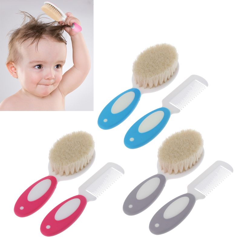 2pcs/set Portable Soft Newborn Baby Hair Brush Baby Kids Comb Child Hairbrush Sets Boys Girls Head Massager