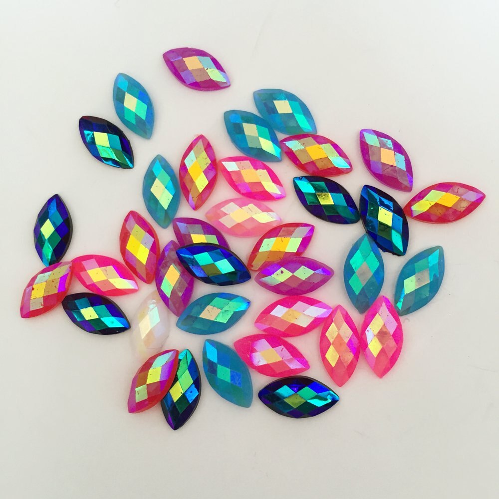Shiny 200 Pcs Mix Ab Hars 6*12 Mm Paard Oog Rhiesestone Plaksteen Plakboek Ornamenten Diy Bruiloft Applique