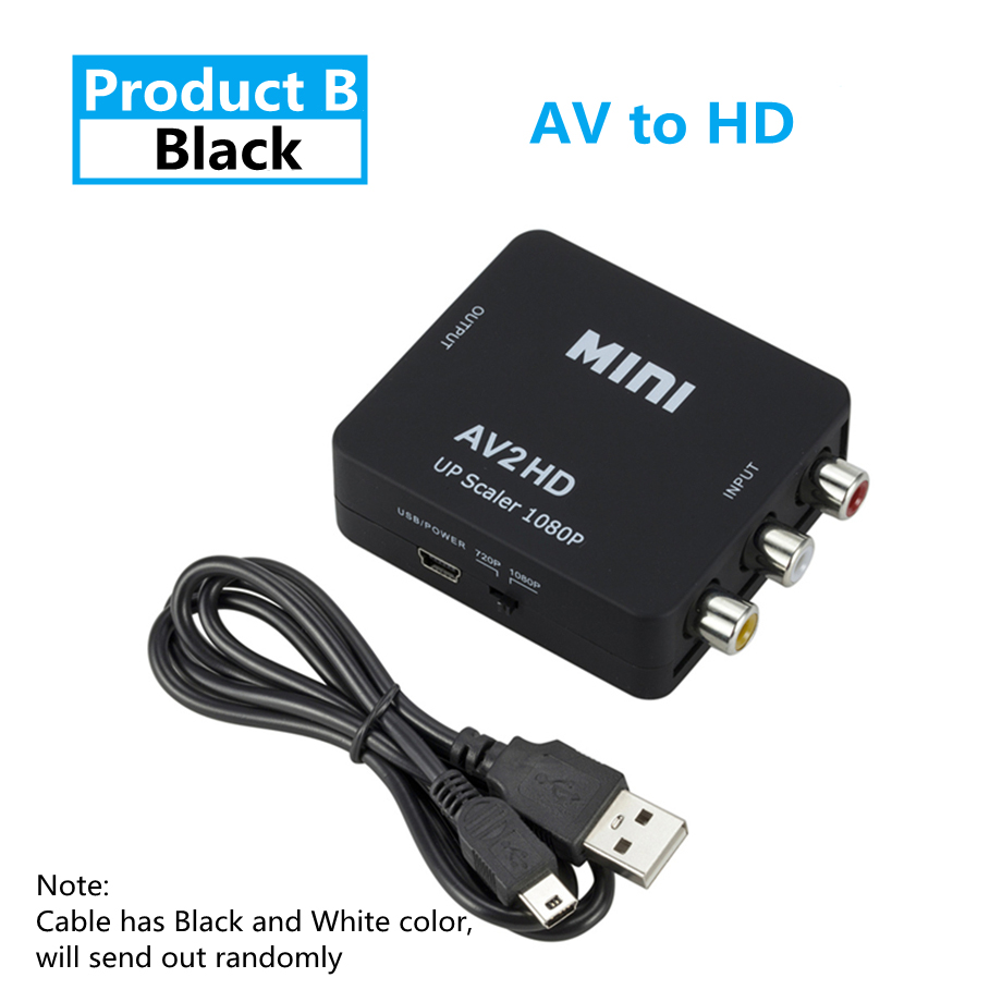 Full hd 1080p hdmi-compatível com rca av composto adaptador conversor hdmi2av/av2hdmi cabo de áudio e vídeo cvbs av adaptador com cabo: BRANCO