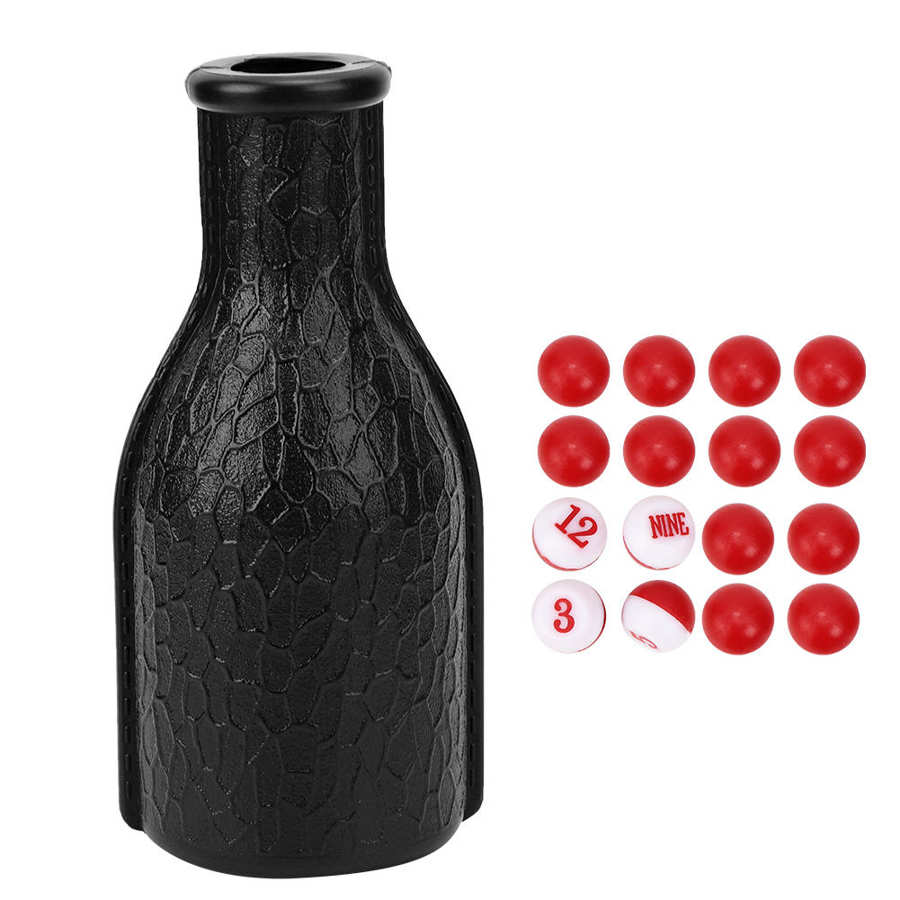 1 Set Billiard Shaker Bottle Billiard Game Kelly Pool Shaker Bottle with 16 Numbered Marbles Dice Box Billiard Accessories: Black