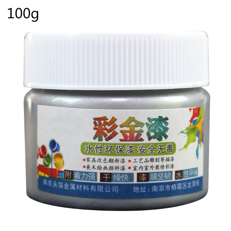 Silver Paint Wood Metal Lacquer Varnish Water-based 100g for Ceramics Furniture 449C