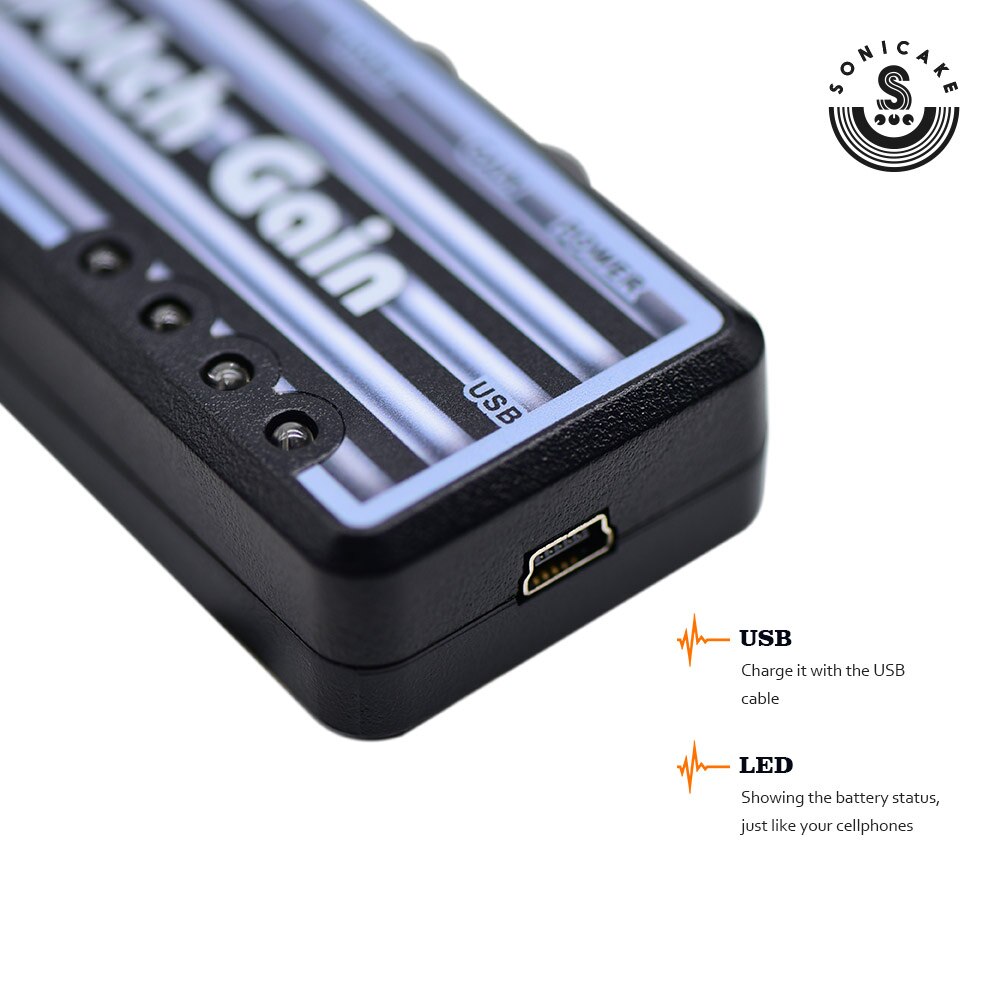 Sonicake-Amplificador de auriculares para guitarra eléctrica, amplificador portátil recargable por USB, con gran distorsión