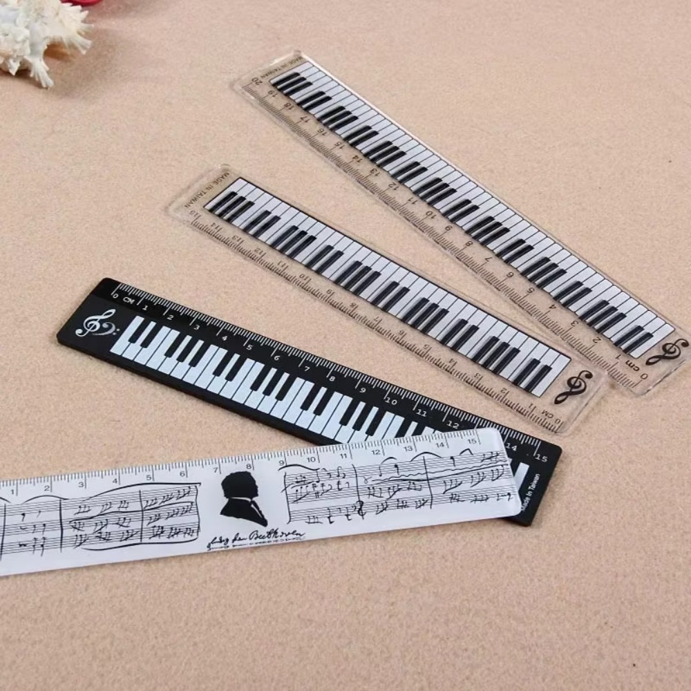 Office Stationery Music Straight Rulers Cat Musical Note Piano Transparent Ruler Bookmarks Measuring Scale Supply