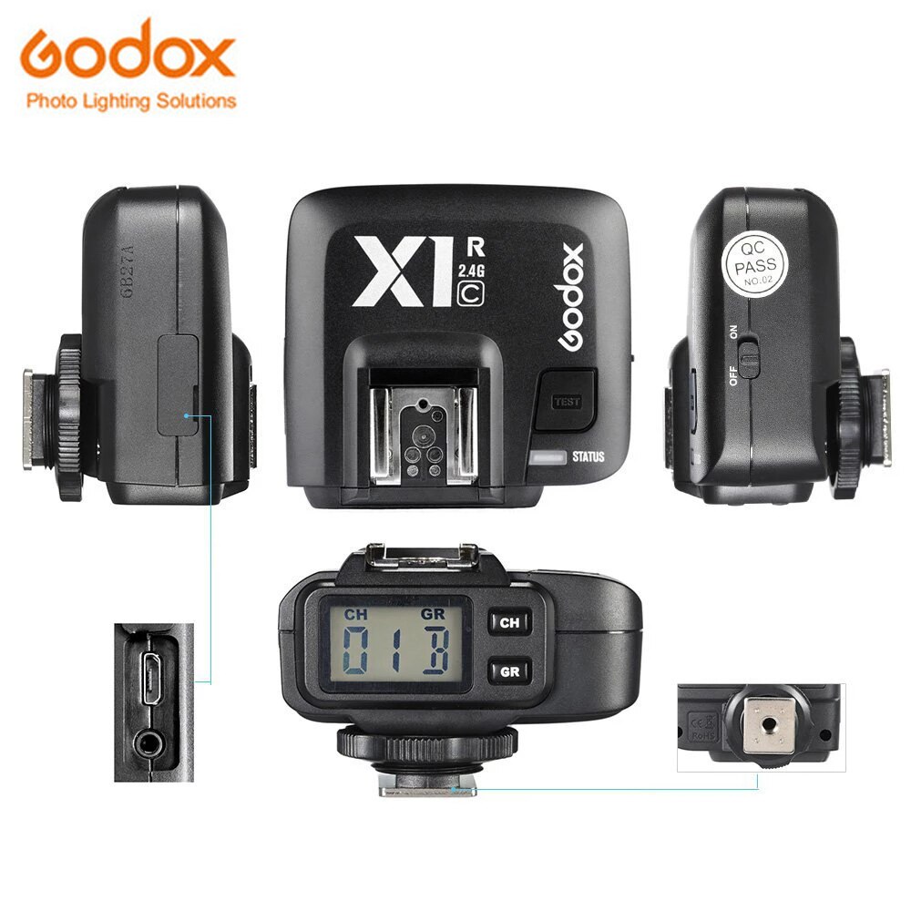 Godox  x1c x1r- c ttl 2.4g flash tigger trådløs modtager til canon 5d mark iii  iv 6d mark  ii 70d 1d 1d x mark  ii 5ds 1d c
