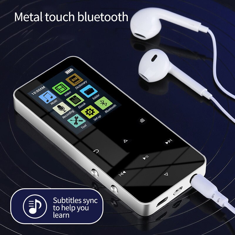 Portable Metal Touch MP3 MP4 Music Player Bluetooth-commpatible E-Book Video Player Support TF Card Touching Screen Music Player