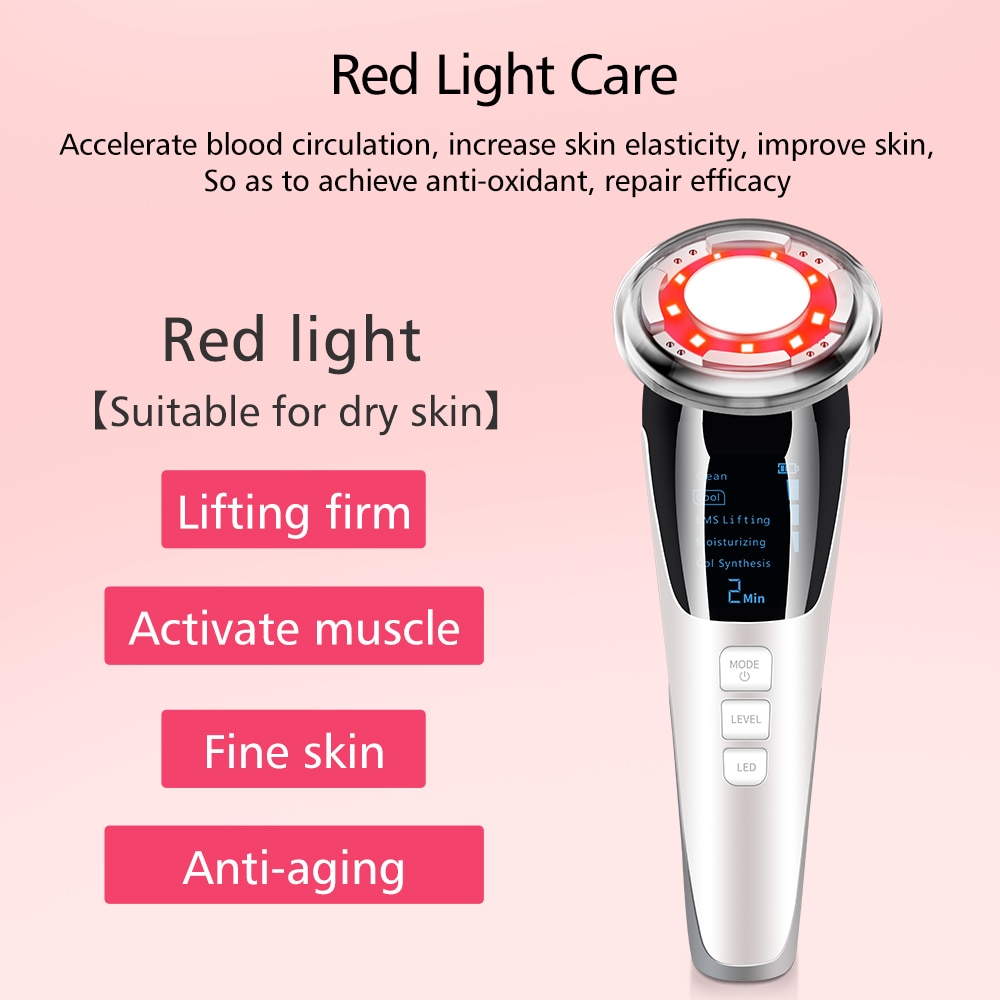 Gezicht Foton Rf Radio Frequentie Ems Mesotherapie Led Licht Therapie Microstroom Ultrasone Trillingen Gezicht Lifting Massager