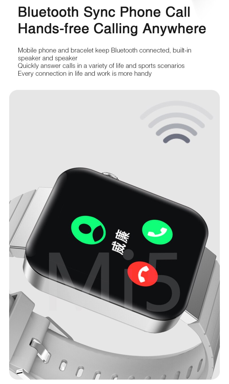 Bluetooth Smart Watch MI5 Smart Watch Wristband Bluetooth Sport Call Music Camera Control Heart Rate Monitor Fitness Tracker