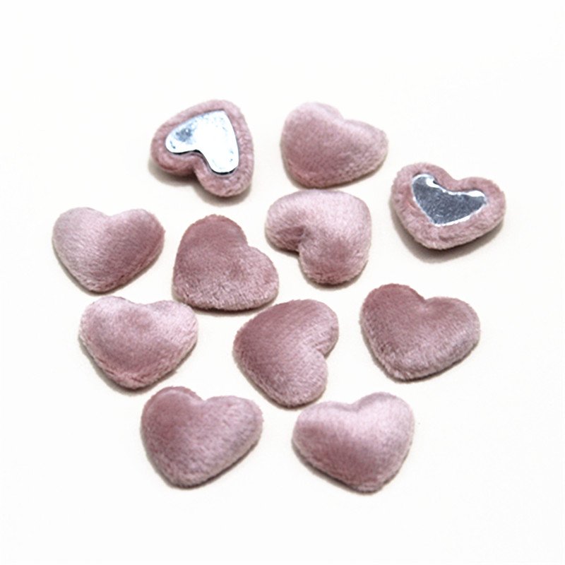 17mm 50 Uds. Botones cubiertos de tela de franela con forma de corazón cabujón plano DIY decoración del hogar accesorios artesanales para álbum de recortes: Negro
