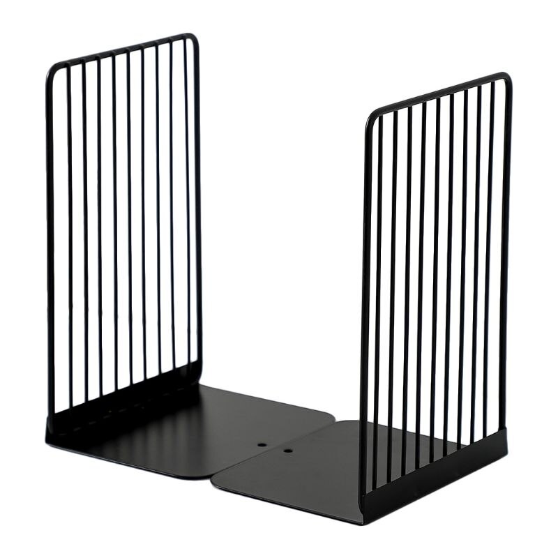 Suporte para livros, 1 par, apoio para livros, de ferro, simples, antiderrapante, prateleira, organizador de revistas e escritório: Preto