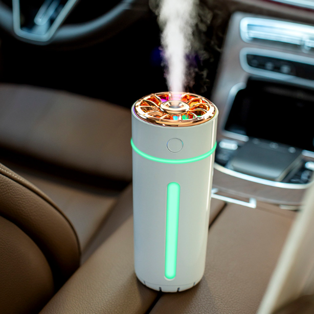Car Winter And Summer Air Humidifier Wireless 360ml Portable Car Aromatherapy Diffuser With Color Ambient Light USB Charging: Brown