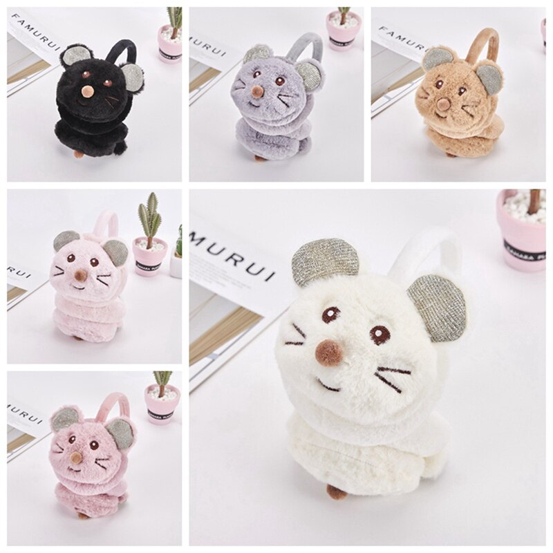 Orejeras de invierno para niños con lindo ratón accesorios para niños nuevos auriculares de de piel sintética orejeras de invierno