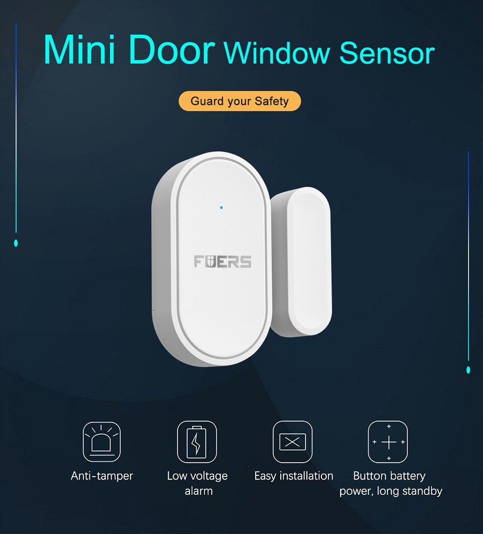 Fuers 433mhz Wireless Alarm Door Sensor Mini Door Sensor Open Close Detector Magnetic Switch For G95 G34 G60 Alarm System
